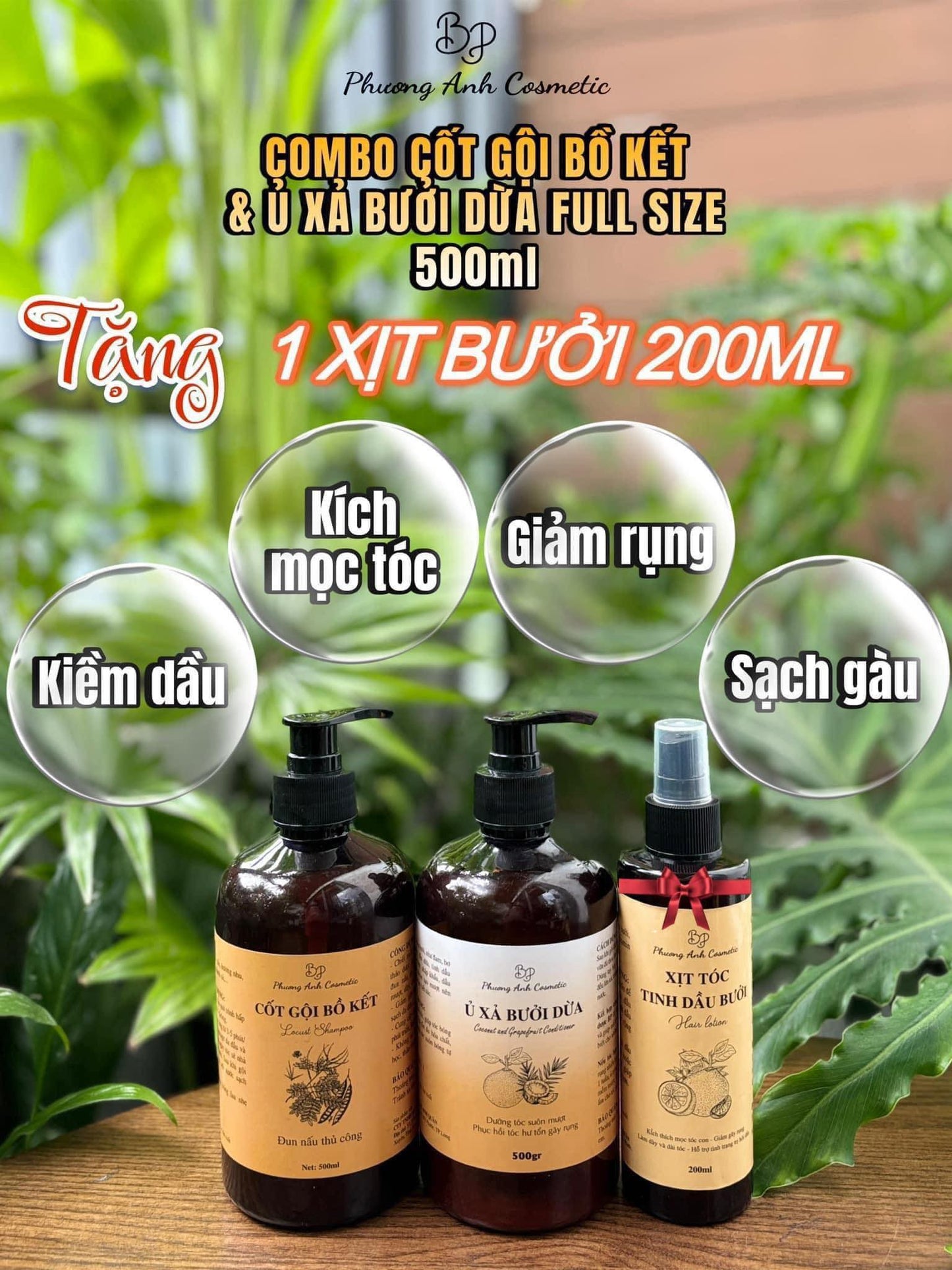 Combo dầu gội bồ kết 500ml + ủ xả 500gr - Phương Anh Cosmetic