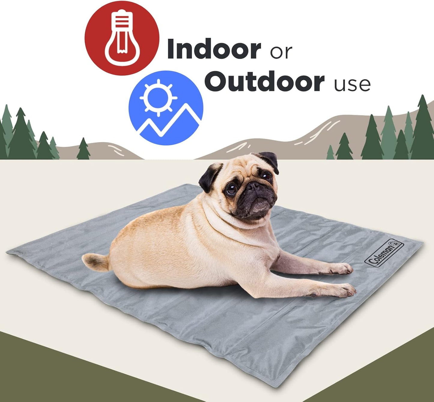 Coleman Pressure Activated Comfort Cooling Gel Pet Pad Mat in Medium 24"x30", For Medium Pets, Keep your pet cool, and reduce joint pain. Year Round Use 100% safe non-toxic materials, Silver