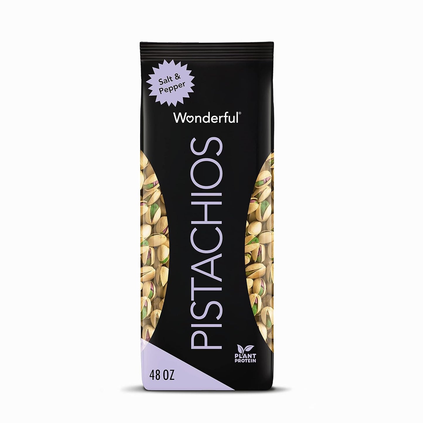 Wonderful Pistachios In Shell, Salt & Pepper Flavored Nuts, 48 Ounce Bag, Protein Snacks, Gluten Free, Healthy Snacks for Adults