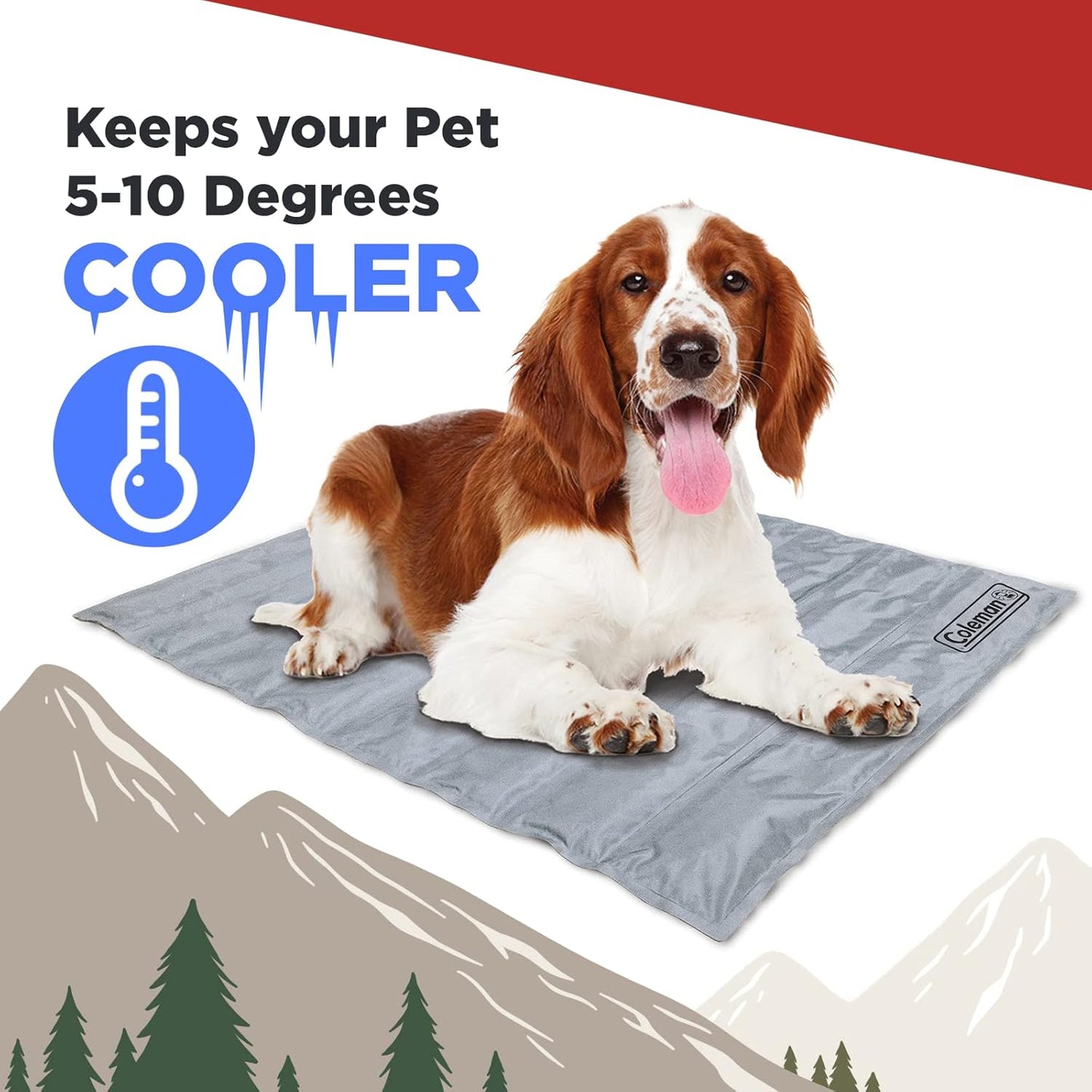 Coleman Pressure Activated Comfort Cooling Gel Pet Pad Mat in Medium 24"x30", For Medium Pets, Keep your pet cool, and reduce joint pain. Year Round Use 100% safe non-toxic materials, Silver