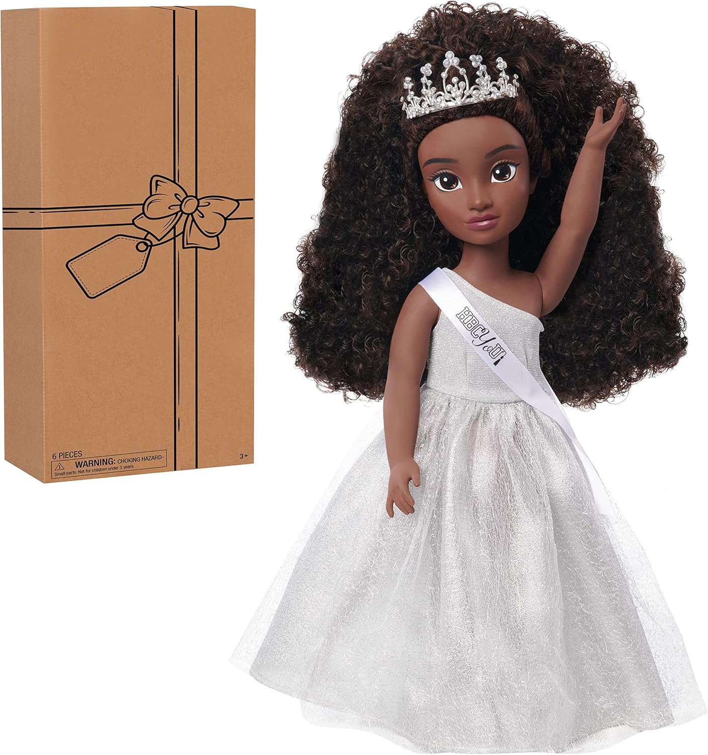 Purpose Toys HBCyoU Homecoming Queen Doll Nicole, 18-inch Doll & Accessories, Curly 4A Textured Hair, Deep Brown Skin Tone, Designed and Developed